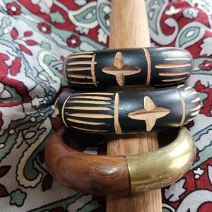 Vintage Lot of 3 Wooden bangle bracelets